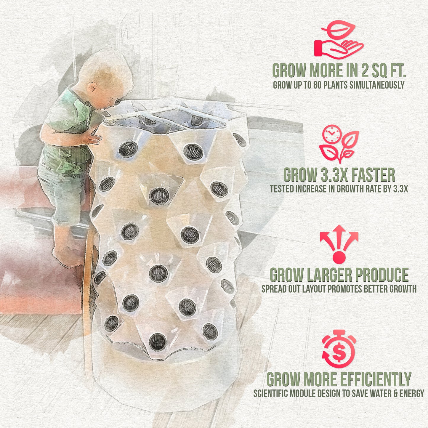 Hydroponic Growing System – Pro Tower Garden for Indoor & Outdoor Use – 48-96 Pots