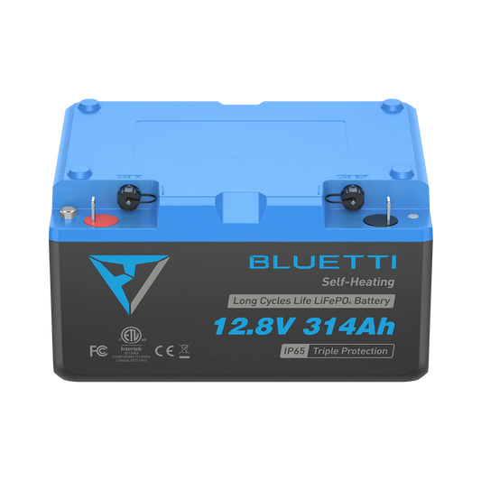 BLUETTI battery with blue and black design on a white background