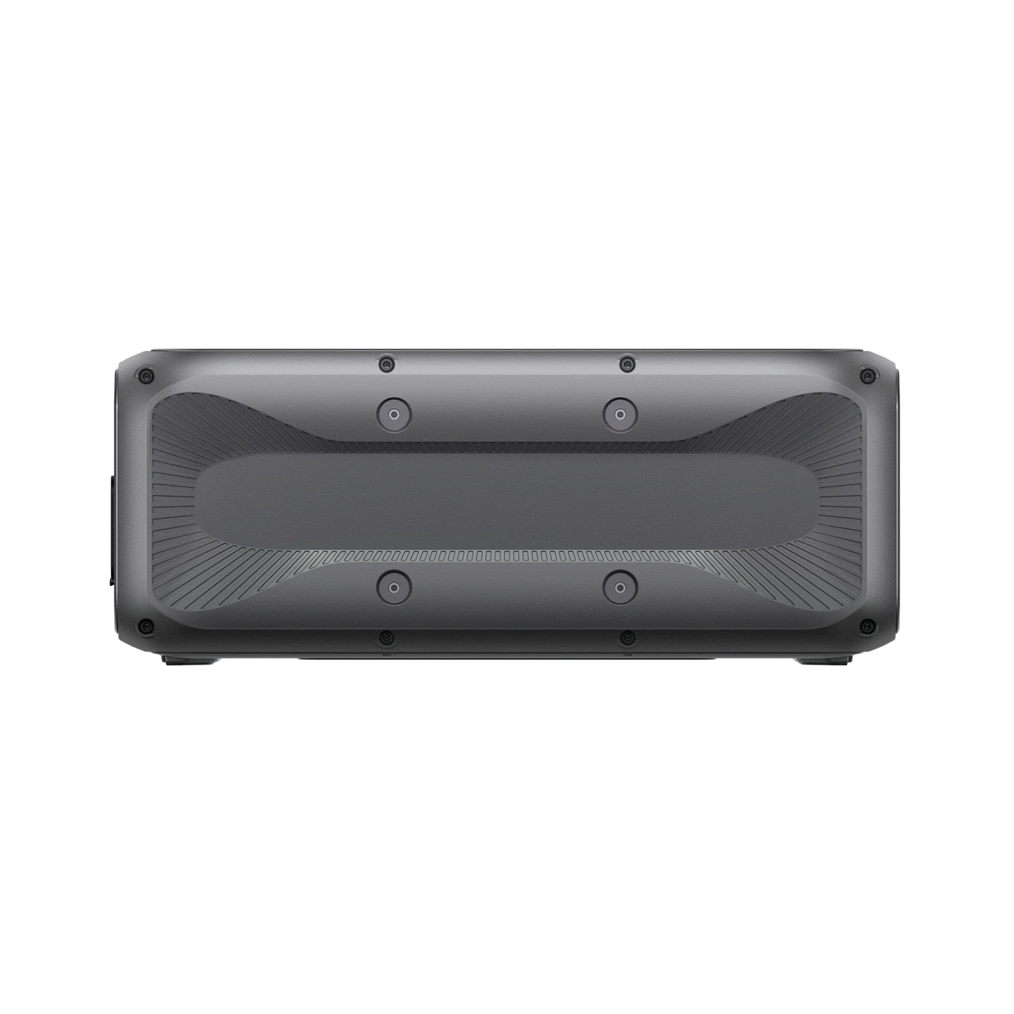 Black portable speaker on a white background