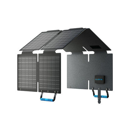 Set of solar panels with mounting brackets on a white background