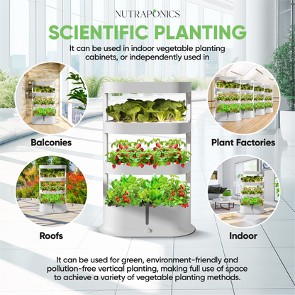 Hydroponic Tower Garden with Automated LED Lights Remote Controlled & Automated Setup