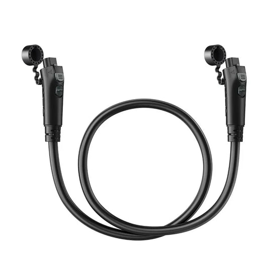 Pair of black earbuds with a coiled cable on a white background