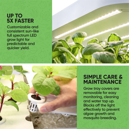 Hydroponic Tower Garden with Automated LED Lights Remote Controlled & Automated Setup