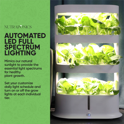 Hydroponic Tower Garden with Automated LED Lights Remote Controlled & Automated Setup