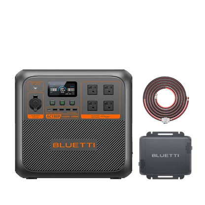 Bluetti power station with cable on a white background