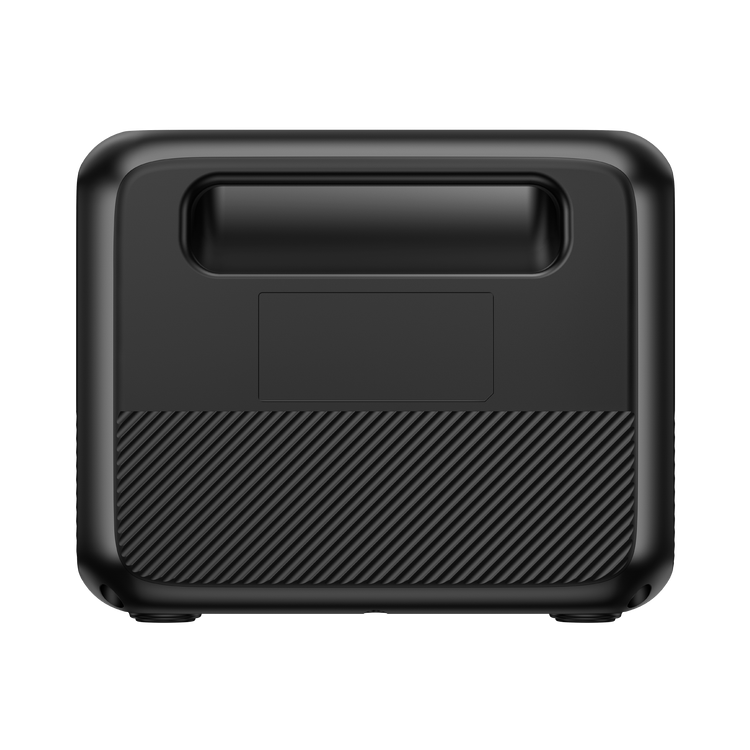 Black portable device with handle on a white background