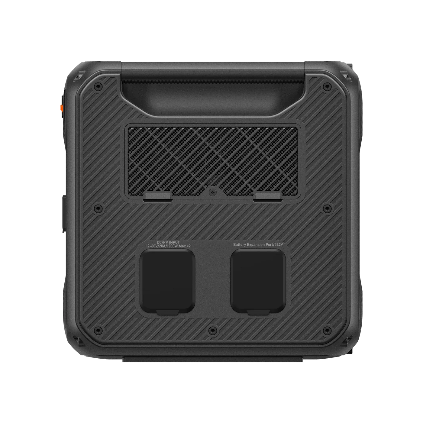 Black rugged case with handle and textured surface on a white background