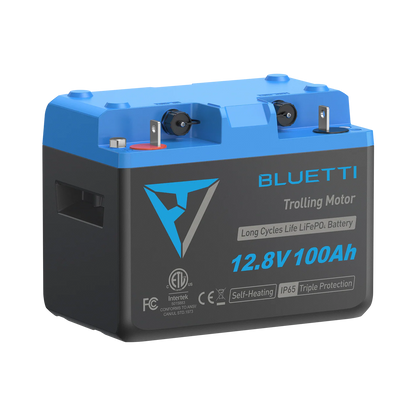 Bluetti trolling motor battery on a white background