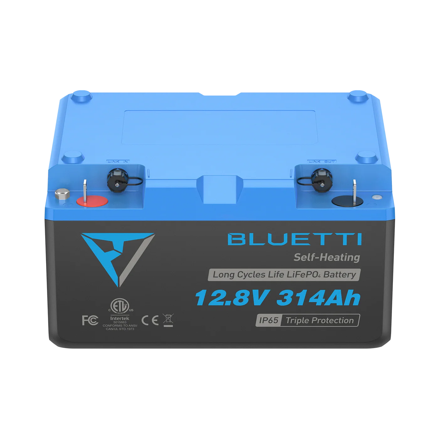 BLUETTI battery with blue and black design on a white background