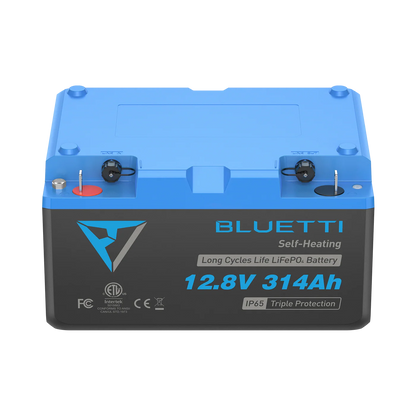 BLUETTI battery with blue and black design on a white background