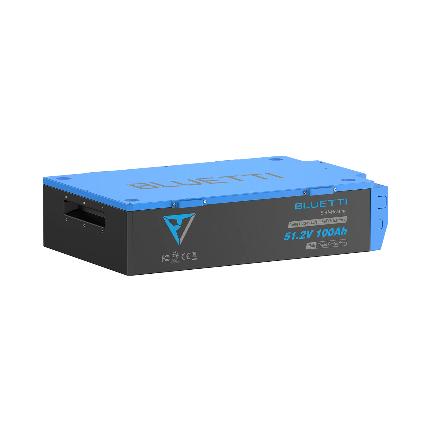 Blue and black battery pack with 'BLUETTI' branding on a white background