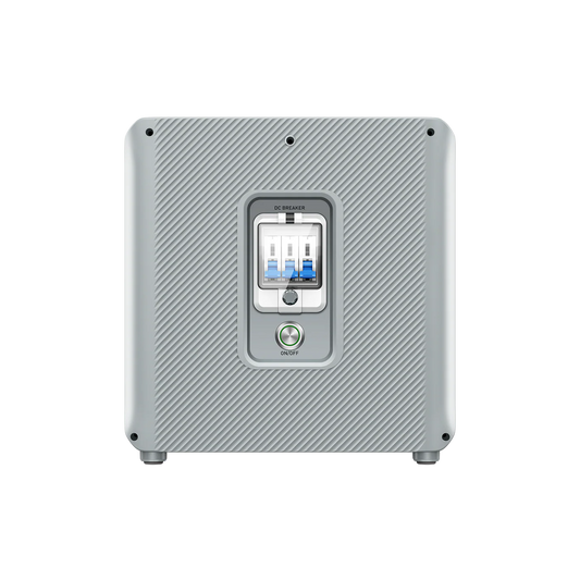 Gray electronic device with a digital display on a white background