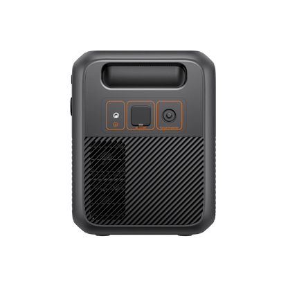 Black portable power station with control buttons on a white background