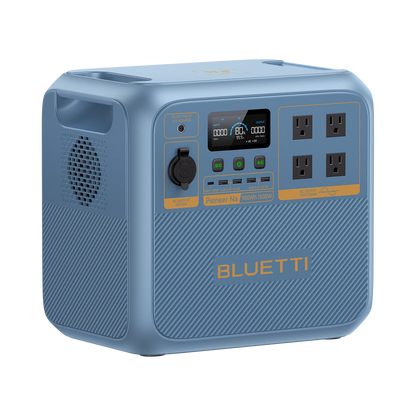 Blue BLUETTI power station on a white background