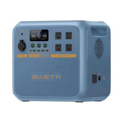 Blue Bluetti power station on a white background