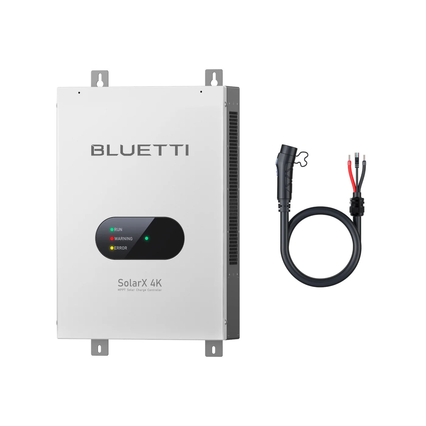 Bluetti SolarX 4K power station with connection cable on a white background