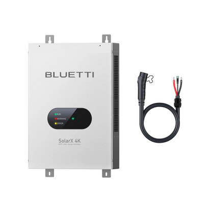 Bluetti SolarX 4K power station with connection cable on a white background